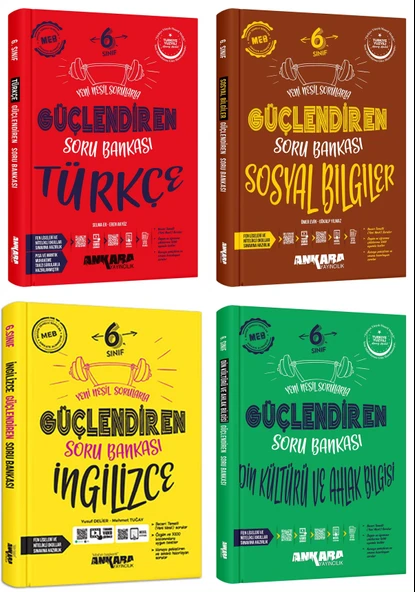 Ankara 2025 6. Sınıf Türkçe + Sosyal Bilgiler + İngilizce + Din Kültürü Güçlendiren Soru Seti 4 Kitap Güncel Müfredat ürün görseli