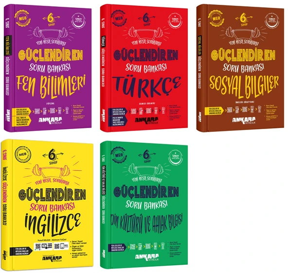 Ankara 2025 6. Sınıf Fen Bilimleri + Türkçe + Sosyal + İngilizce + Din Kültürü Güçlendiren Soru Seti 5 Kitap Güncel Müfredat ürün görseli