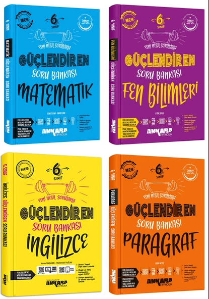 Ankara 2025 6. Sınıf Matematik + Fen Bilgisi + İngilizce + Paragraf Güçlendiren Soru Seti 4 Kitap Güncel Müfredat ürün görseli