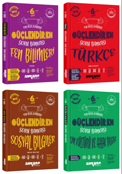 Ankara 2025 6. Sınıf Fen Bilimleri + Türkçe + Sosyal + Din Kültürü Güçlendiren Soru Seti 4 Kitap Güncel Müfredat ürün görseli