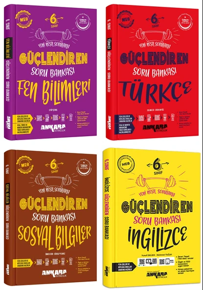 Ankara 2025 6. Sınıf Fen Bilimleri + Türkçe + Sosyal + İngilizce Güçlendiren Soru Seti 4 Kitap Güncel Müfredat ürün görseli