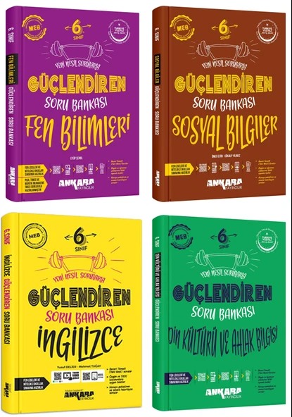Ankara 2025 6. Sınıf Fen Bilimleri + Sosyal + İngilizce + Din Kültürü Güçlendiren Soru Seti 4 Kitap Güncel Müfredat ürün görseli