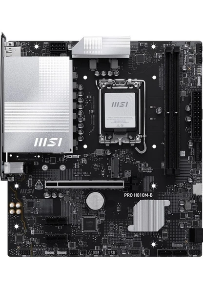 MSI PRO H810M-B Intel H810 Soket 1851 DDR5 6400+(OC)MHz mATX Gaming (Oyuncu) Anakart - 2