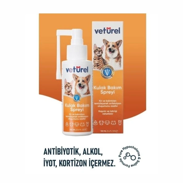 Veturel Kedi ve Köpekler için Kulak Bakım Spreyi 100 Ml - 3