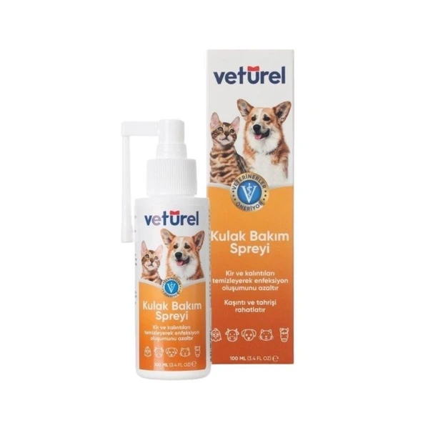Veturel Kedi ve Köpekler için Kulak Bakım Spreyi 100 Ml