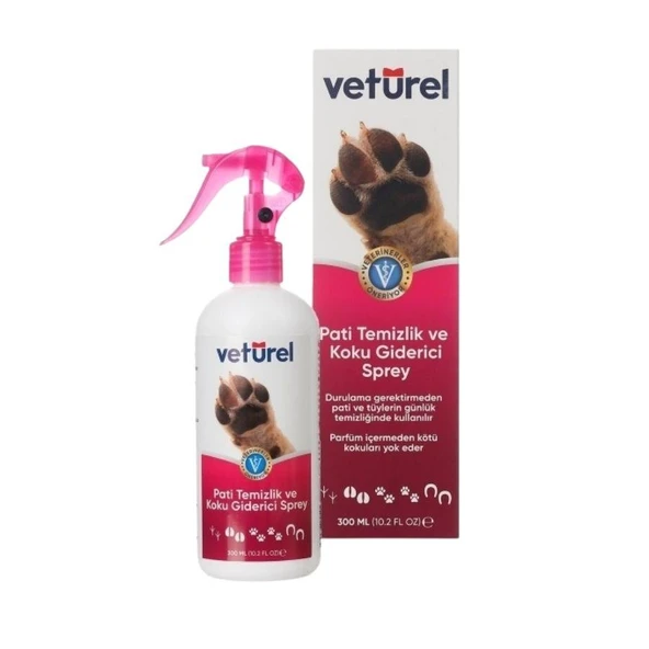 Veturel Kedi ve Köpekler için Pati Temizleyici ve Koku Giderici Sprey 300 Ml