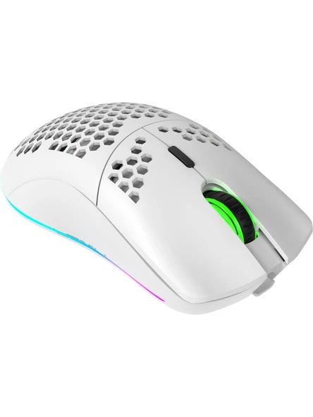Valkyrie Kablosuz Petek Tasarım Şarjlı Gaming Mouse – RGB Aydınlatmalı 3200 DPI Ultra Hafif Beyaz - 7