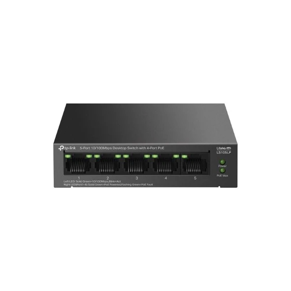 Tp-Link LS105LP 4 Port Poe+ 10/100 Mbps Switch Metal Kasa