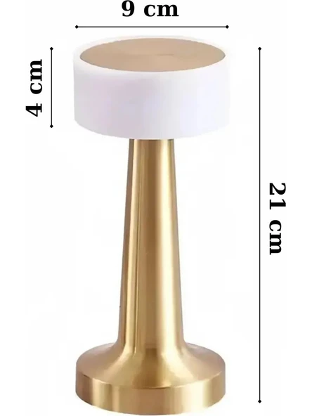 Dekoratif Şarjlı Dokunmatik LED Metal Masa Lambası USB Kablolu Gece Lambası ve Abajur Altın B61 - 2