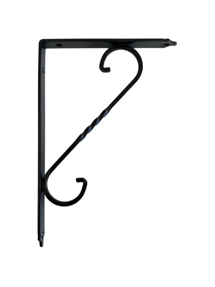 Raf Altı Ferforje Demir Tutucu L Raf Demiri Duvar Sabitleyici(METAL)(SİYAH) Siyah 23CM X 15CM 23CM X 15CM - 1 ADET - Resim 2