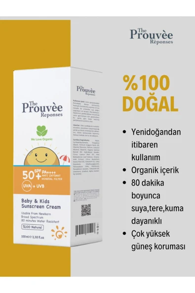 THE PROUVEE REPONSES 50 SPF BEBEK ÇOCUK GÜNEŞ KREMİ 100ML - 2