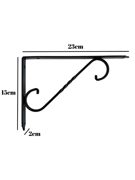 Raf Altı Ferforje Demir Tutucu L Raf Demiri Duvar Sabitleyici(METAL)(SİYAH) Siyah 23CM X 15CM 23CM X 15CM - 3 ADET - Resim 5
