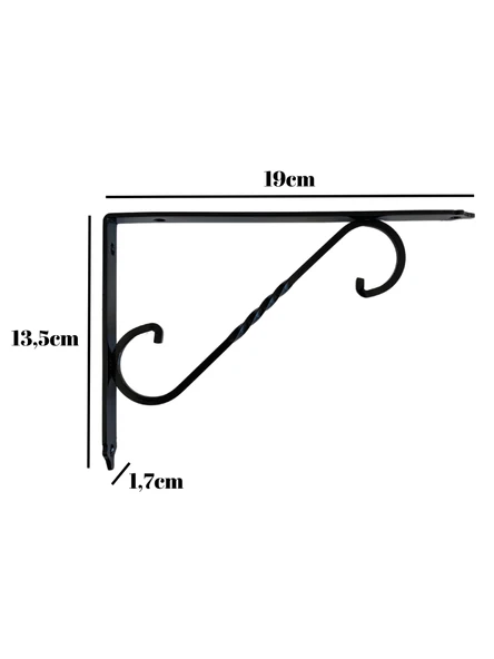 Raf Altı Ferforje Demir Tutucu L Raf Demiri Duvar Sabitleyici(METAL)(SİYAH) Siyah 19CM X 13.5CM 19CM X 13.5CM - 2 ADET - Resim 5