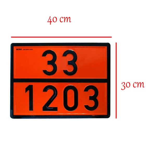 Metal 40x30 cm Levha ( 1 Adet ) 33-1203 Akaryakıt Tehlikeli Madde Taşımacılığı Benzin Motorin Petrol - Resim 2