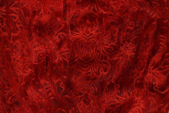 ÖRÜMCEK  MODEL KIRMIZI RENK İP PERDE HAZIR DÜĞMELERİ DİKİLMİŞ İP PERDE 300*270 cm - Resim 4