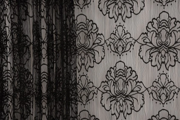 ÖRÜMCEK  MODEL SİYAH RENK İP PERDE HAZIR DÜĞMELERİ DİKİLMİŞ İP PERDE 300*270 cm - Resim 4