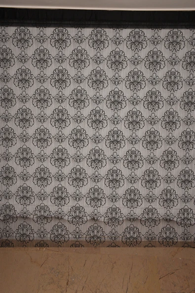 ÖRÜMCEK  MODEL SİYAH RENK İP PERDE HAZIR DÜĞMELERİ DİKİLMİŞ İP PERDE 300*270 cm ürün görseli 1