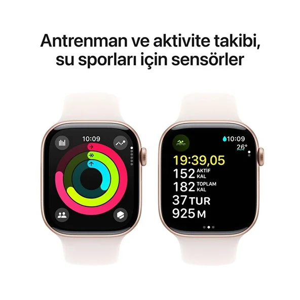 Apple Watch Series 10 GPS + Cellular 42mm Roze Altın Alüminyum Kasa + Bulut Pembesi Spor Kordon - S/M - Resim 3