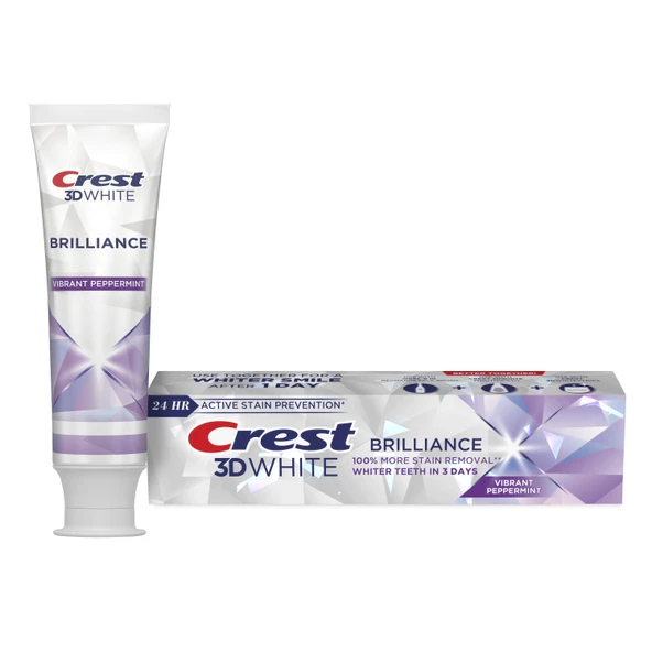Crest 3D White Brilliance Vibrant Peppermint Diş Beyazlatıcı Diş Macunu 130 gr - 1