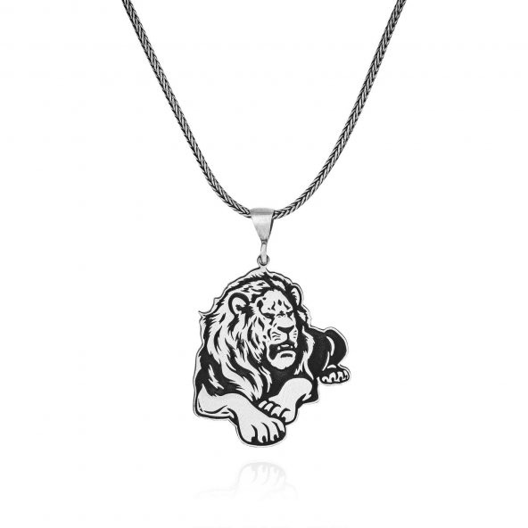 Erkek Aslan Figür 60 cm 925 Gümüş Kolye ürün görseli