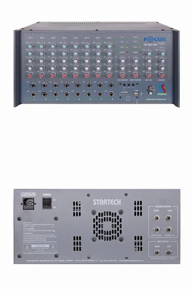 Startech Focus F8-600 USB 2x300W 8 Kanal Stereo Cami Anfisi Power Mixer Amfi - Resim 2