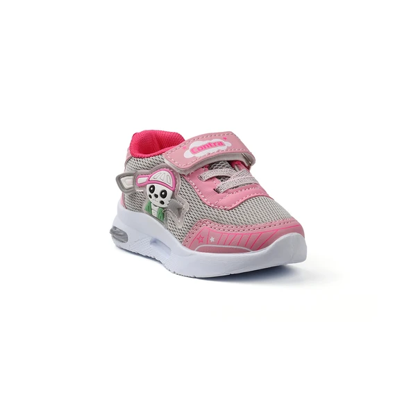 Kız Bebe Pembe Fuşya Figürlü Işıklı Cırtlı Sneaker Günlük Spor Ayakkabı - 3