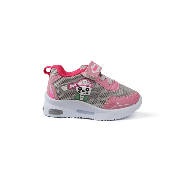 Kız Bebe Pembe Fuşya Figürlü Işıklı Cırtlı Sneaker Günlük Spor Ayakkabı - 4