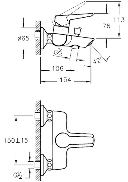VitrA Win S A42676 Banyo Bataryası Krom - Resim 2