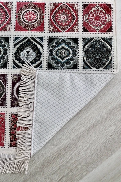 40 Yama Desenli Astarlı Lüks Seccade S1017 Mürdüm - Resim 10