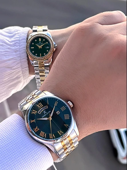 Daniel Klein Çelik Kordon Takvimli Kadran 3 Atm 2 Yıl Garantili Sevgili Kombini Çift Saati B.10713C5 - Resim 6