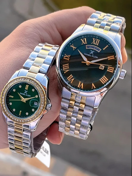 Daniel Klein Çelik Kordon Takvimli Kadran 3 Atm 2 Yıl Garantili Sevgili Kombini Çift Saati B.10713C5 ürün görseli