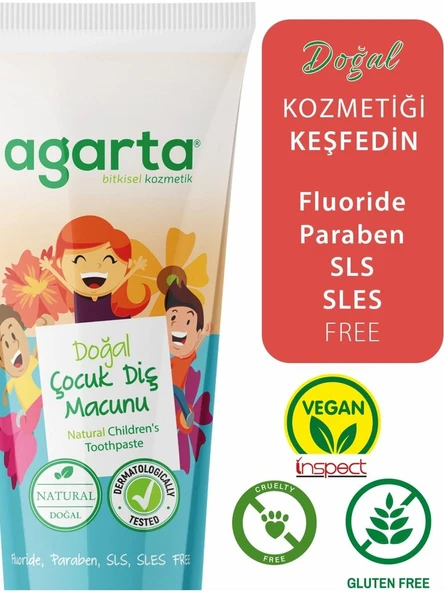 Agarta Doğal Florürsüz Çocuk Diş Macunu 75 ml - Resim 3