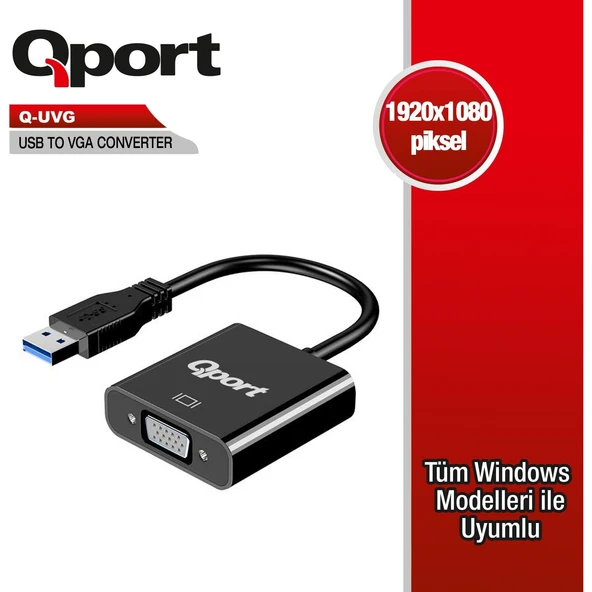 QPORT Q-UVG USB 3.0 TO VGA ÇEVİRİCİ - 2