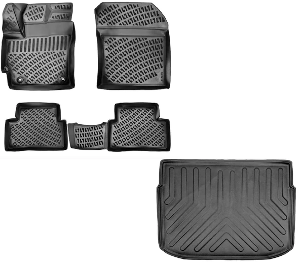 Rizline Toyota Corolla HATCHBACK 2019 Sonrası Uyumlu 3DHavuzlu Paspas + ÜST Bagaj Havuzu Set (Benzin & Lpg uyumlu)