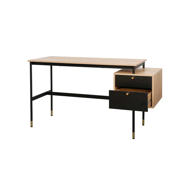 Madrid 2 Çekmeceli Çalışma MasasıCeviz-Siyah 137.5x54x76 cm - Resim 3