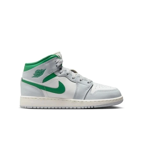 Air Jordan 1 Mid Gs Çocuk Beyaz Basketbol Ayakkabısı - Resim 2