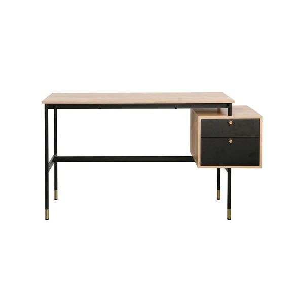 Madrid 2 Çekmeceli Çalışma MasasıCeviz-Siyah 137.5x54x76 cm - Resim 2