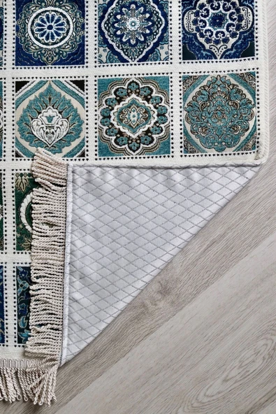 40 Yama Desenli Astarlı Lüks Seccade S1017 Mavi - 5
