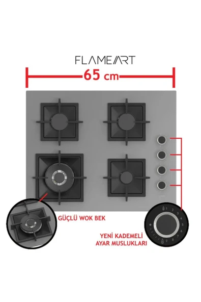 Ferre SC408 Flameart Gri Ankastre Ocak - 2