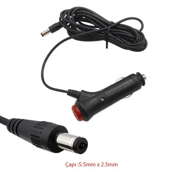 12/24v 5A araç şarj adaptörü gps süpürge için 5.5mm 2.5 mm jak uçlu adaptör - Resim 3