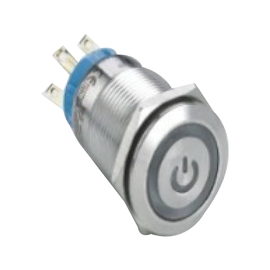 XKOREN 1NO+1NC Kontaklı 19 mm Metal Anlık Mavi Led'li Buton (10 Adet) ürün görseli 1