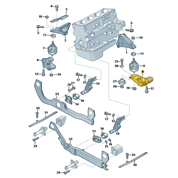 Audi A4 2001-2004 Sol Motor Takoz Taşıyıcı Konsol 8E0199351M - 2