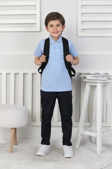 Erkek Çocuk %100 Pamuk Okul Tarz T-Shirt 5-13 Yaş 12273