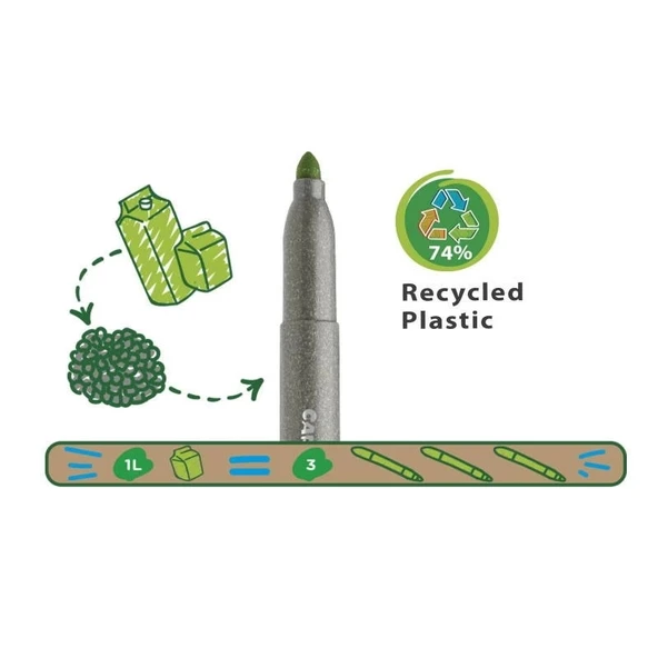 CARİOCA ECO FAMILY JUMBO SÜPER YIKANABİLİR KEÇELİ BOYA KALEMİ 12'Lİ - Resim 2