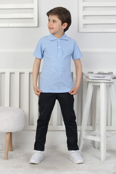 Erkek Çocuk %100 Pamuk Okul Tarz T-Shirt 5-13 Yaş 12273 - 3