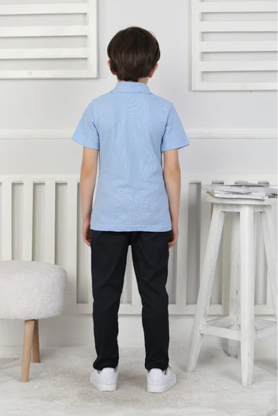 Erkek Çocuk %100 Pamuk Okul Tarz T-Shirt 5-13 Yaş 12273 - 5