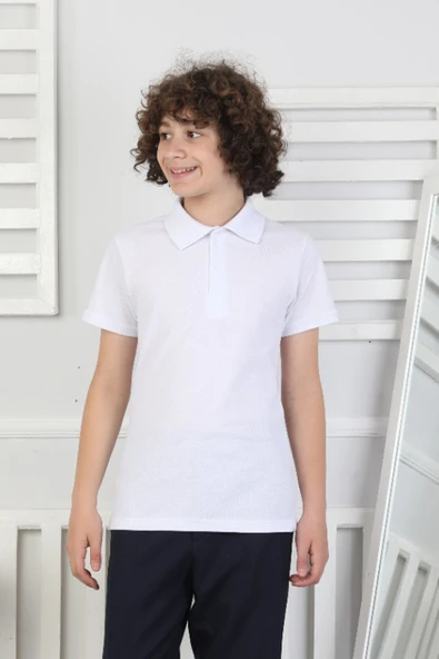 Erkek Çocuk %100 Pamuk Okul Tarz T-Shirt 5-17 Yaş  12272 - 1