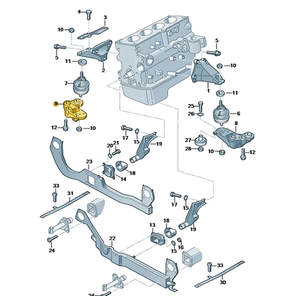Audi A4 2001-2004 Sağ Motor Takoz Taşıyıcı Konsol 8E0199352N - 2