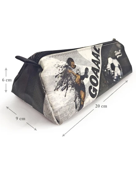 Kalem Kutusu Siyah Beyaz Futbol Üçgen Kalemkutu Jumbo Vegan Deri Kalemlik - Resim 4