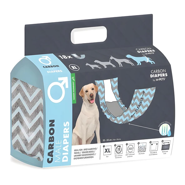 M-Pets Diapers Erkek Köpekler İçin XL 18li Karbonlu Külot
